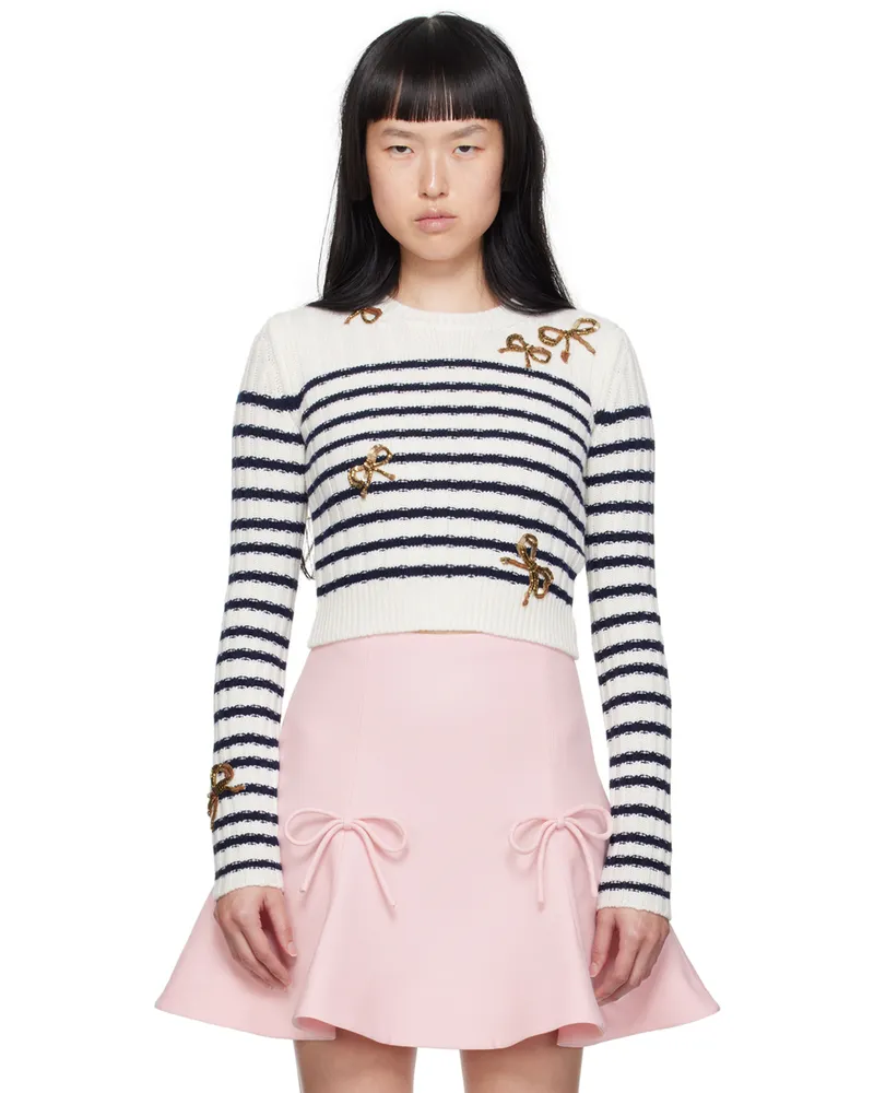 Valentino Garavani White & Navy Bow Sweater 7cl
