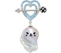 Silver & Blue Kitten Baroque Pearl Single Earring