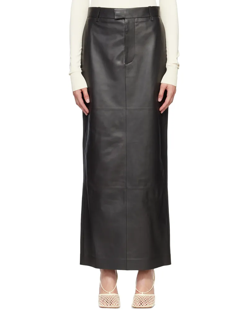 Bottega Veneta Black Leather Maxi Skirt 2113