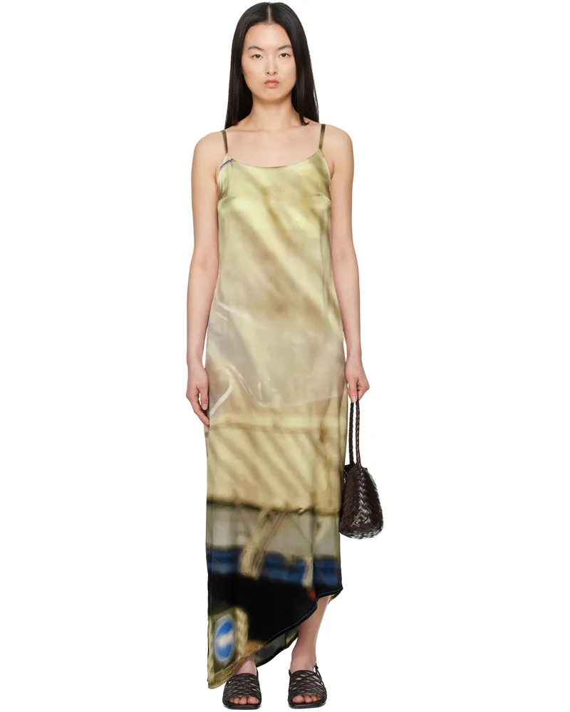 SERAPIS Multicolor Draped Tarp Silk Maxi Dress Print