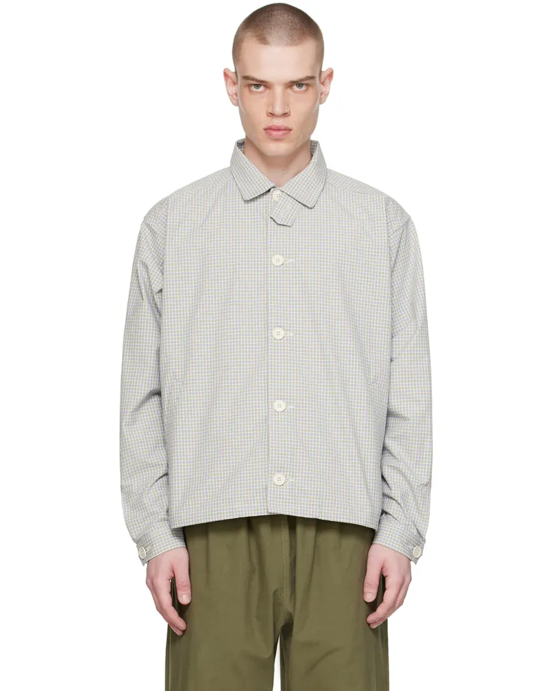 XENIA TELUNTS White & Blue Checkered Peyton Jacket Checkered