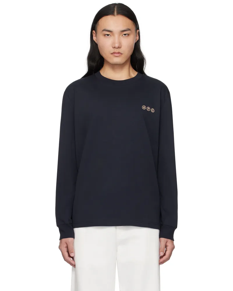 A.P.C. Navy Manche Longue Adresse T-shirt Iak