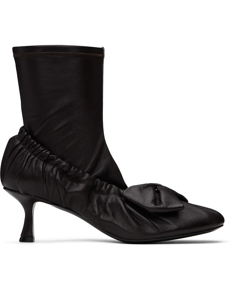 Acne Studios Brown Leather Bow Ankle Boots Adm