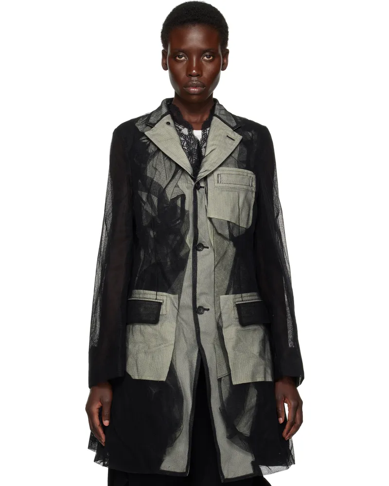 Comme des Garçons Black Nylon Tulle & Cotton Cloth Blazer 1