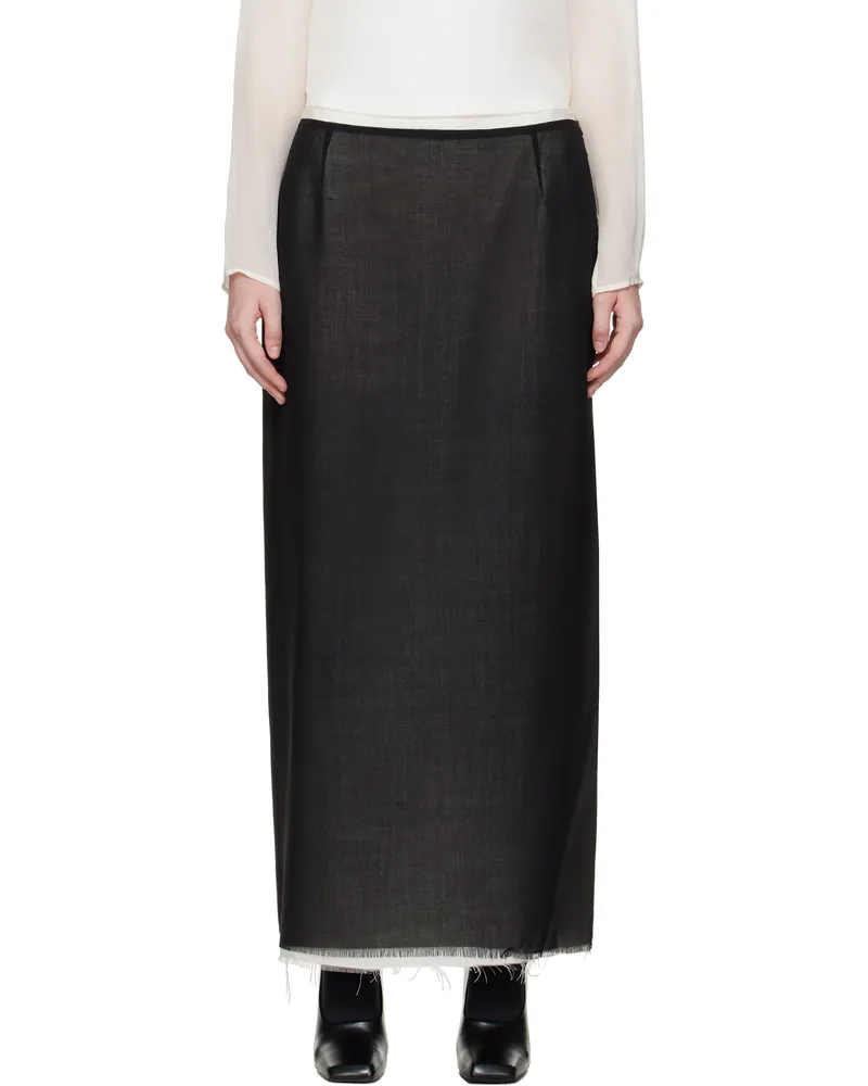 La Collection Black Alvida Raw Midi Skirt Black