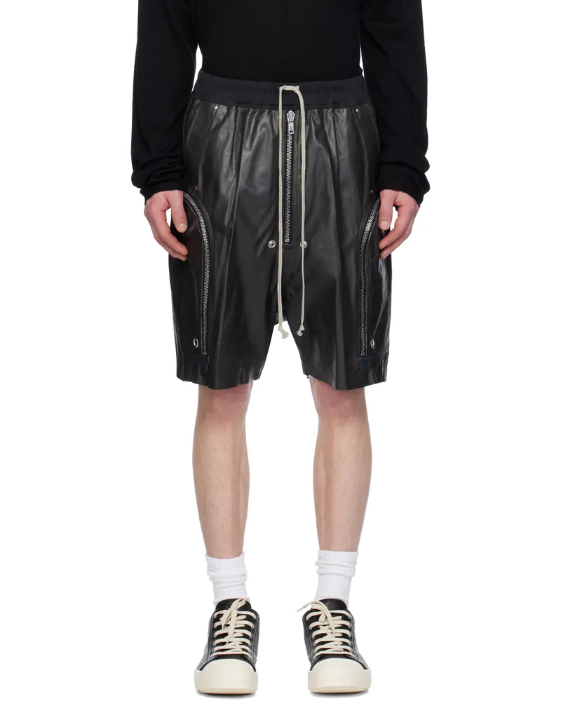 Rick Owens Black Hollywood Bauhaus Bela Leather Shorts 09