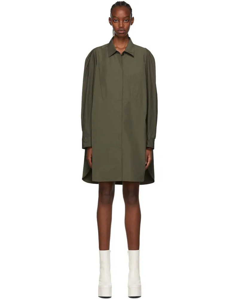 Dries van Noten Khaki Polyester Midi Dress 606