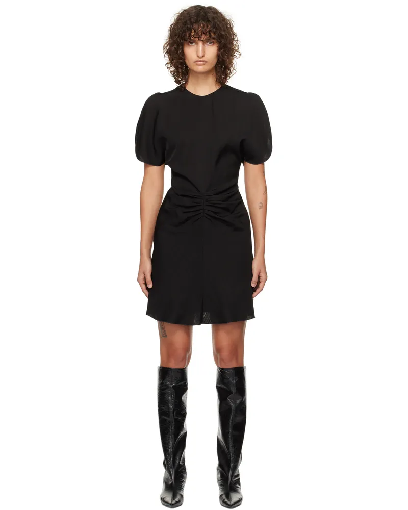 Victoria Beckham Black Gathered Waist Minidress Black
