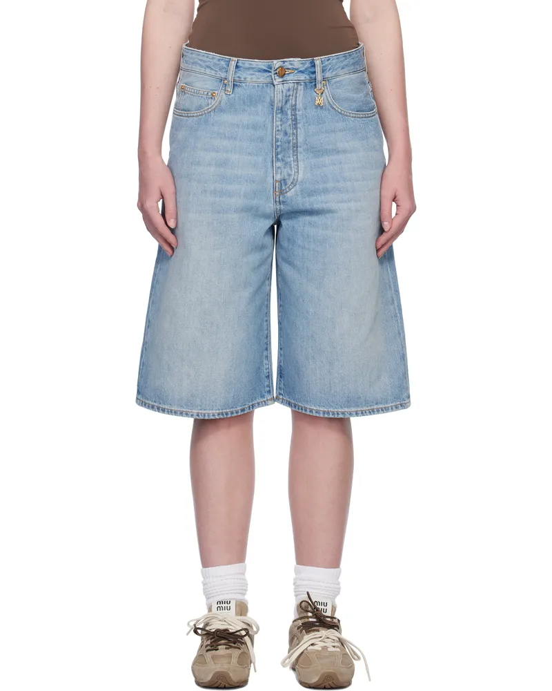 Amiri Blue Faded Denim Shorts Stone