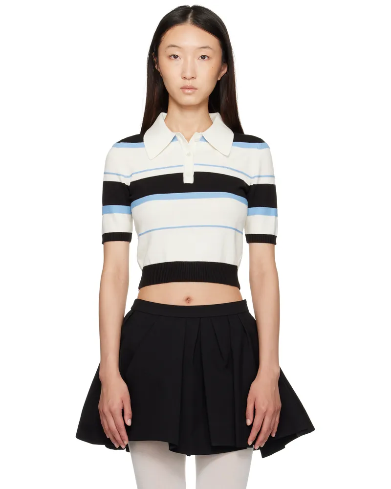 SHUSHU/TONG Blue & White Stripe-Knit Polo St100