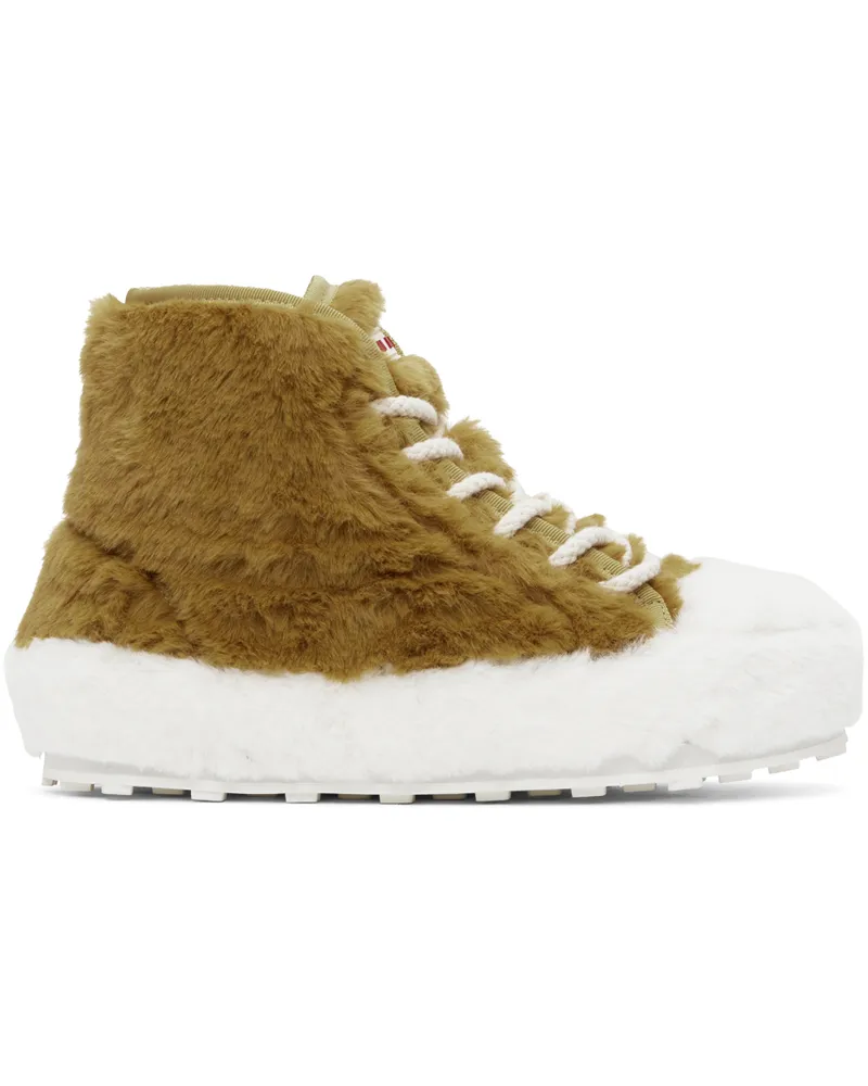 Marni Tan & White Teddy Tennis Sneakers Zo837