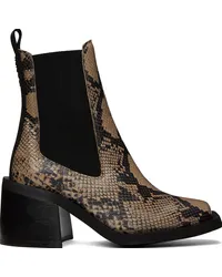 Ganni Brown Snake Chelsea Boots Ermine