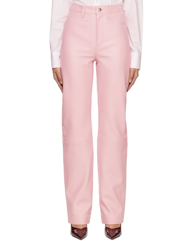 ROTATE Birger Christensen Pink Straight Leather Pants 13-2010