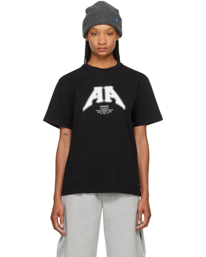 Adererror Black Embroidered T-Shirt Noir