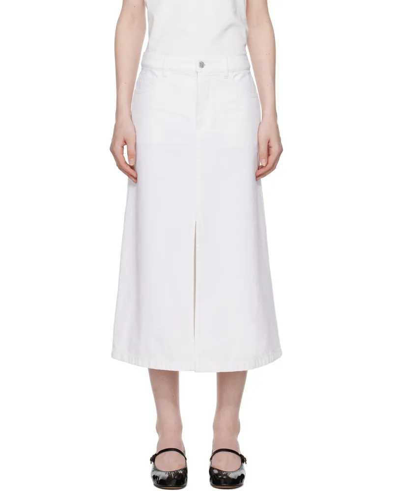 A.P.C. White Georgia Denim Midi Skirt Aab