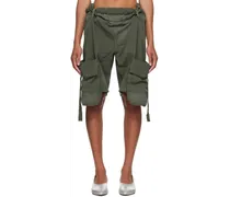 Green Rolled Waist Shorts