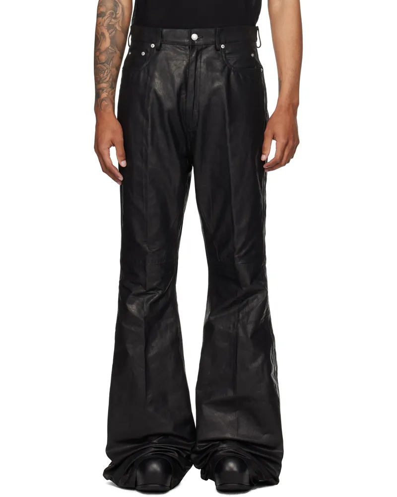 Rick Owens Black Concordians Bolan Bootcut Leather Pants 09