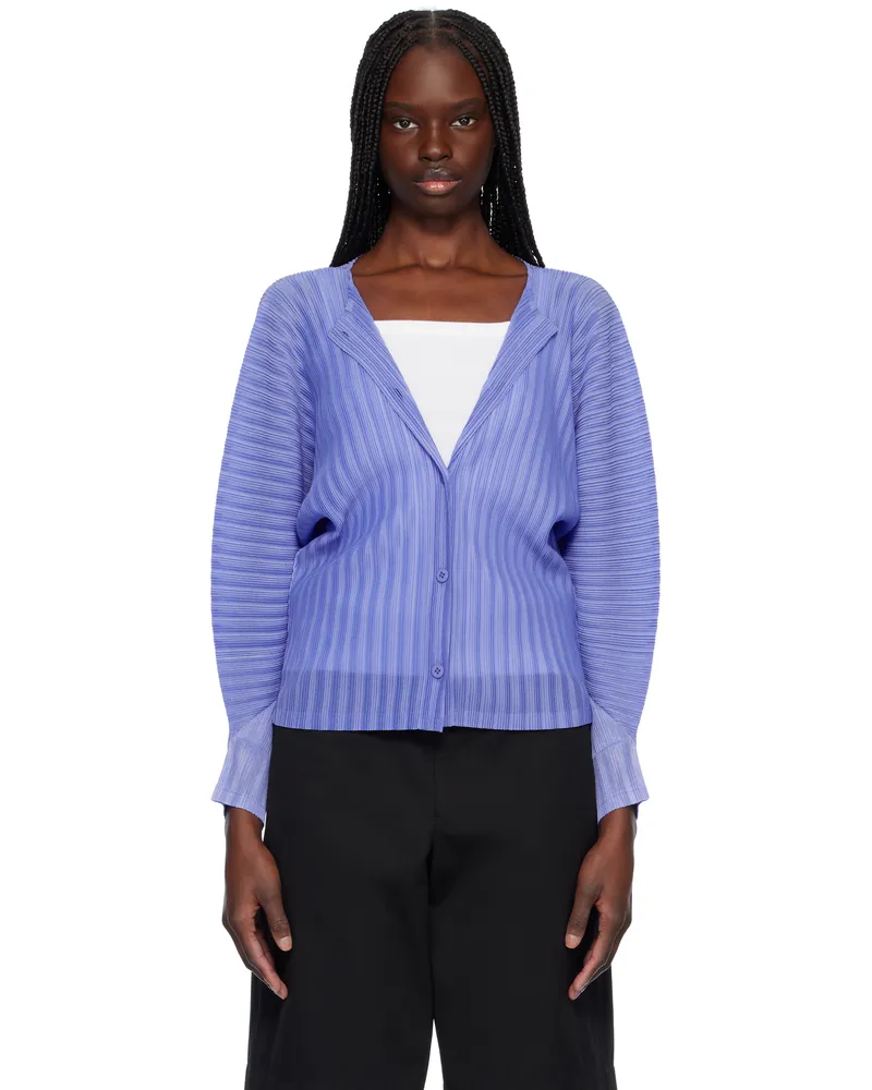 Issey Miyake Blue Rib Pleats February Cardigan 73