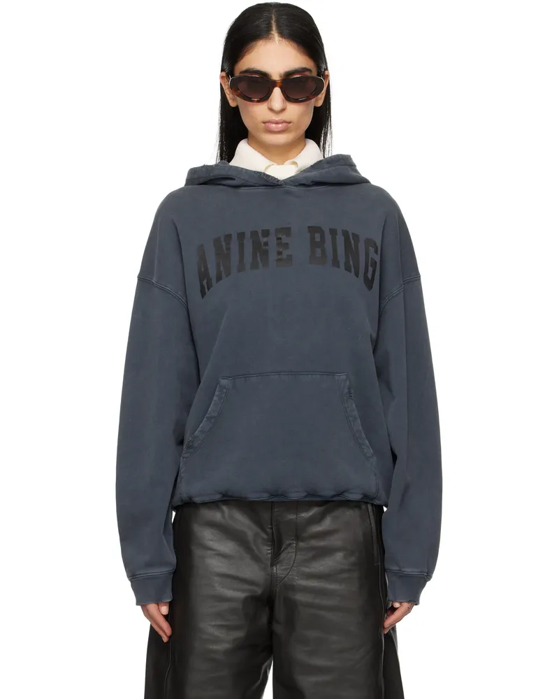 Anine Bing Black Harvey Hoodie Washed