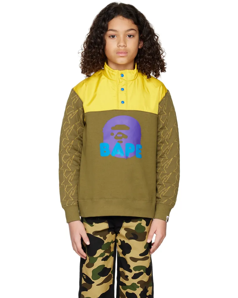BAPE Kids Khaki Ape Head Sweatshirt Olive
