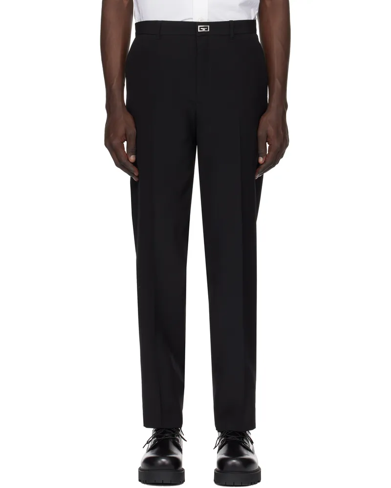 Givenchy Black Slim Fit Tailored 2G Clip Trousers 001
