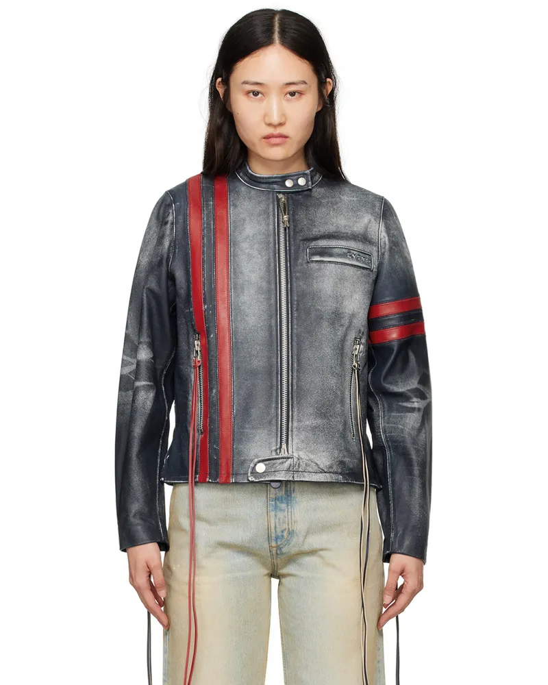 Eytys Navy Damon Leather Jacket Navy