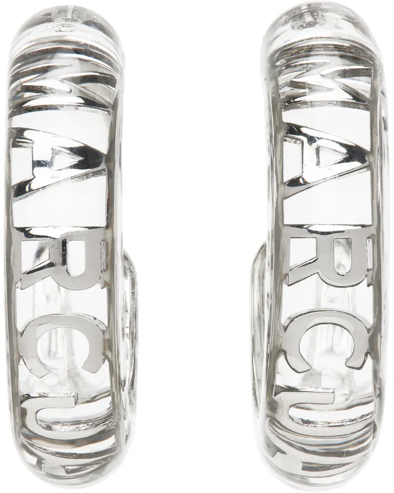 Marc Jacobs Transparent & Silver 'The Monogram Hoops' Earrings 979