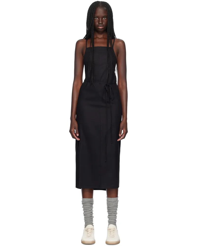 Baserange Black Yumi Apron Midi Dress Black