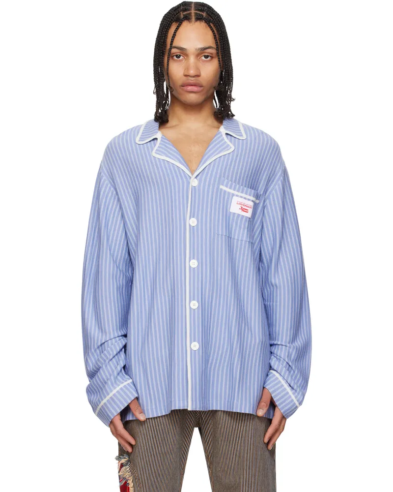 Charles Jeffrey Loverboy Blue Knitted Pyjama Shirt Blue