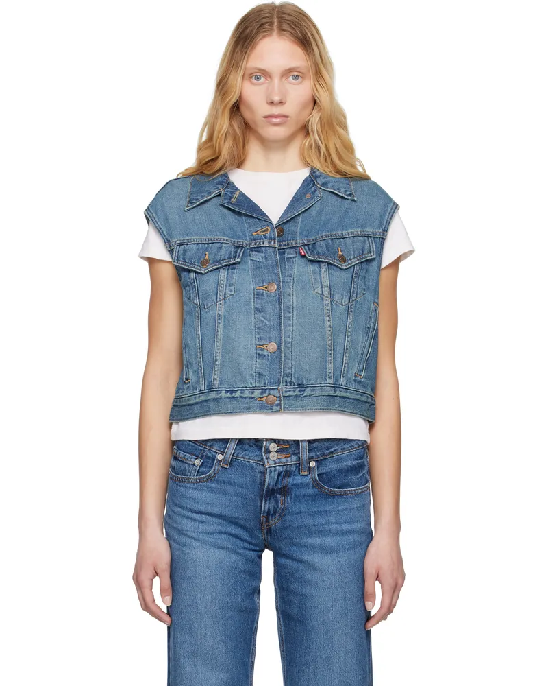 Levi's Blue Shrunken '90s Linen+ Lightweight Denim Vest Stop
