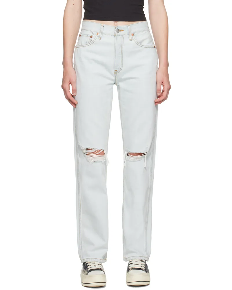 RE/DONE Blue High Rise Loose Jeans Bleach
