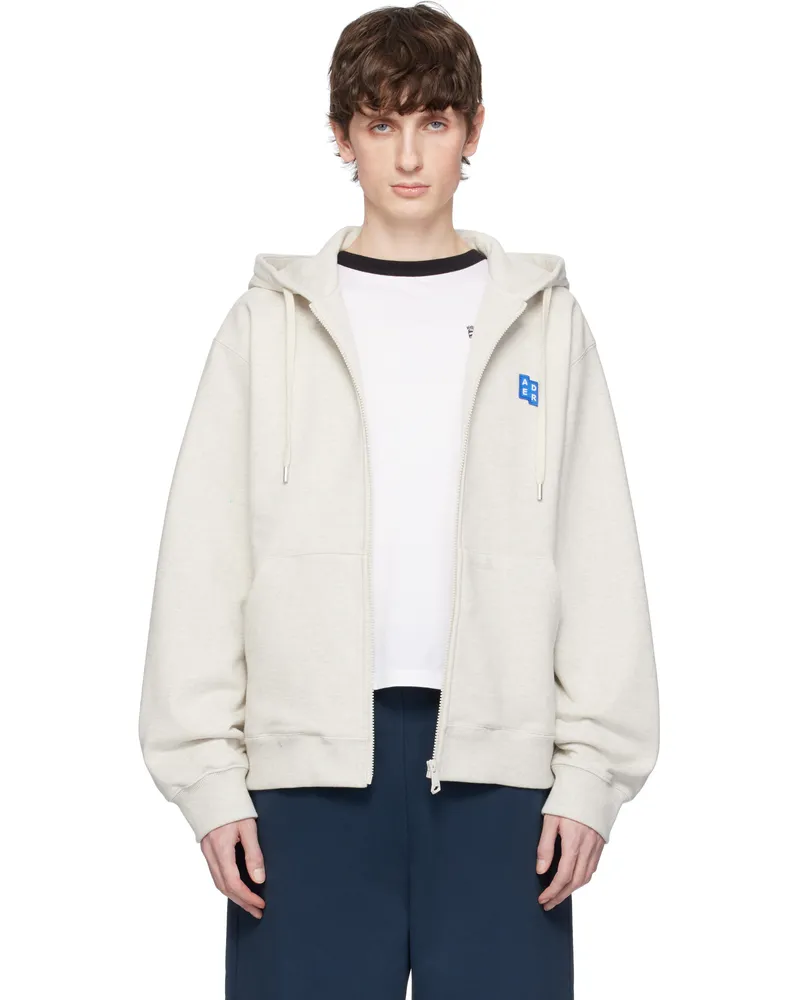 Adererror Gray Sig; TRS Tag 01 Zip-Up Hoodie Oatmeal