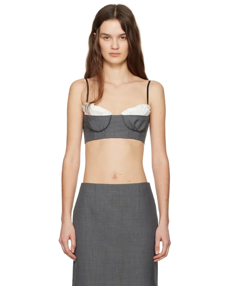 SHUSHU/TONG Gray Spaghetti Strap Top Gr100