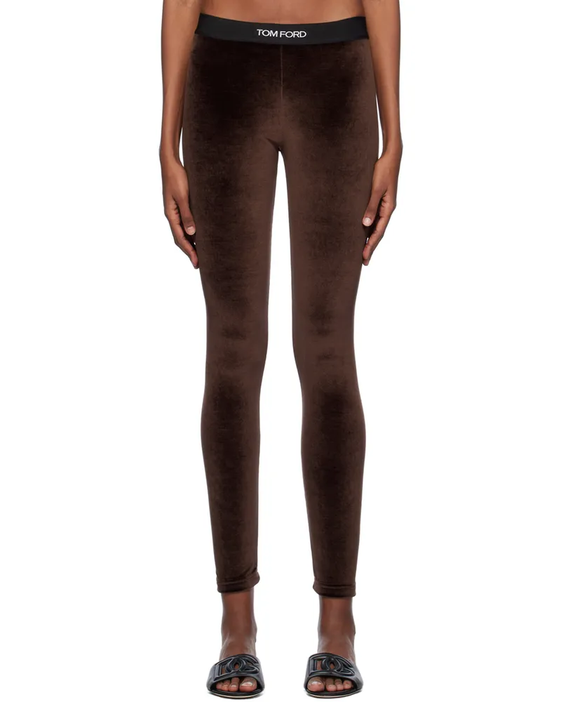 Tom Ford Brown Jacquard Leggings Kb377