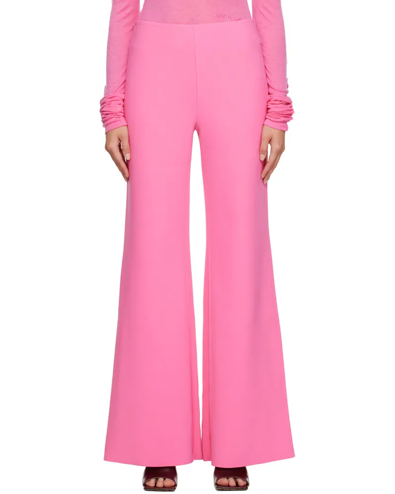 Birrot Pink Wide Bootcut Trousers Pink