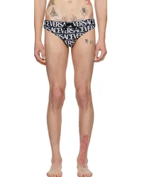 Versace Black Printed Swim Briefs 5b040-black+white