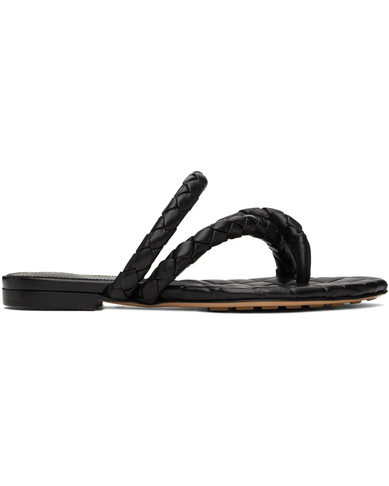 Bottega Veneta Black Leaf Flat Sandals 1000