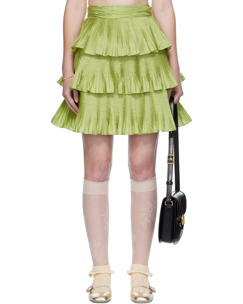 Valentino Garavani Green Taffetas Midi Skirt 6y0