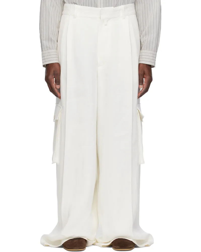 Dries van Noten White Linen Cargo Pants 1