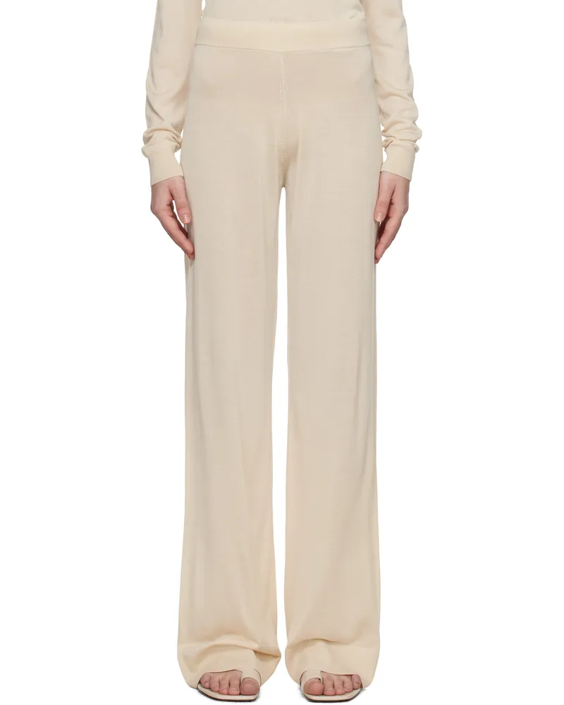 Totême Off-White Wide Knit Trousers Ecru