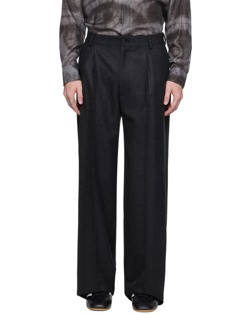 Dries van Noten Gray Pleat Trousers 901
