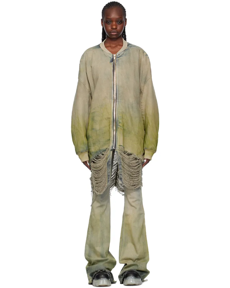 Rick Owens Off-White Jumbo Peter Down Denim Bomber Jacket 0832d
