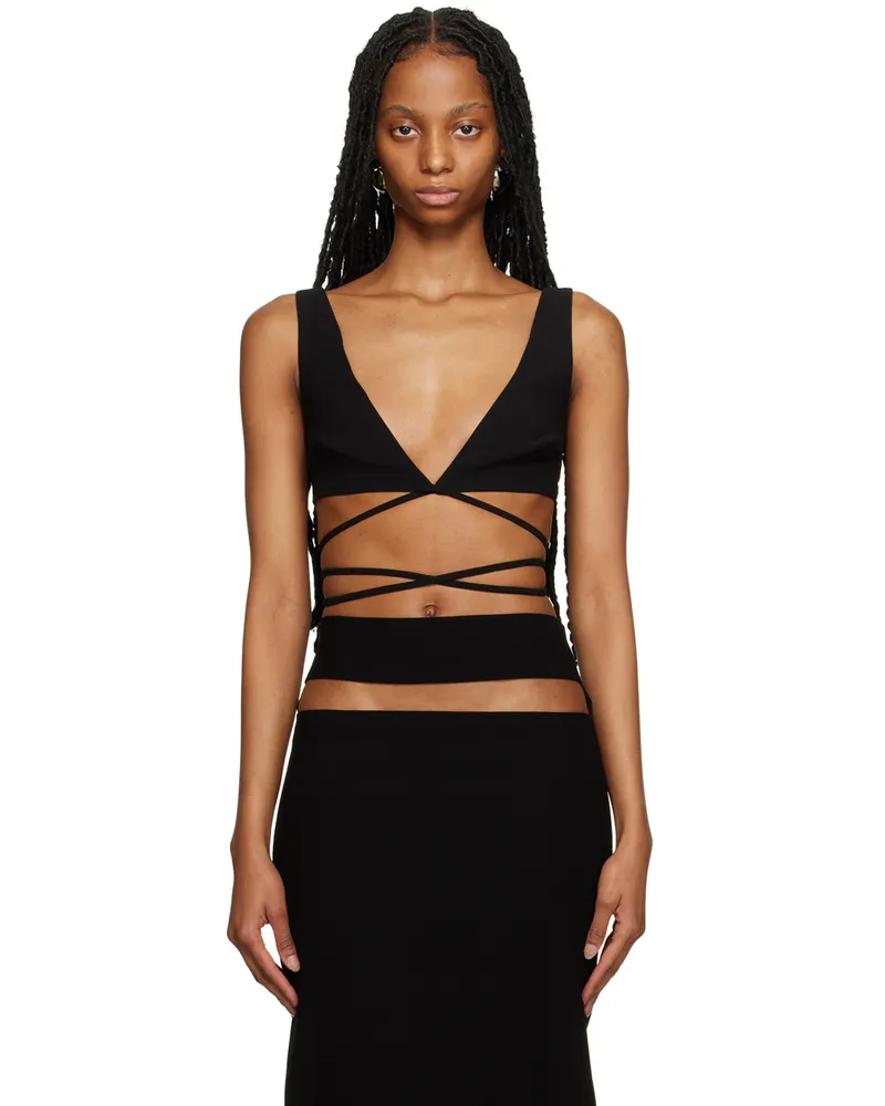 Mônot Black Wrap-Around Tank Top Black