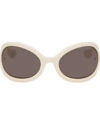 Gucci Off-White Oval Sunglasses White-white-brown