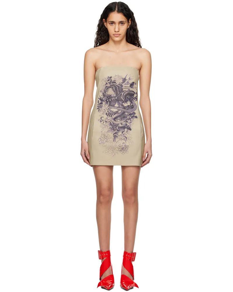 Jean Paul Gaultier Off-White 'The Tattoo' Leather Minidress 6359