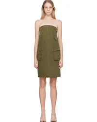 WE 11 DONE Khaki Cargo Denim Midi Skirt Khaki