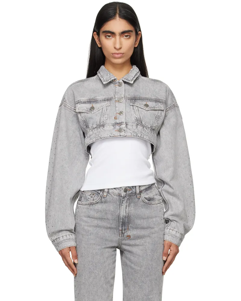 ksubi Gray Supercrop Trucker Dime Krystal Denim Jacket 004