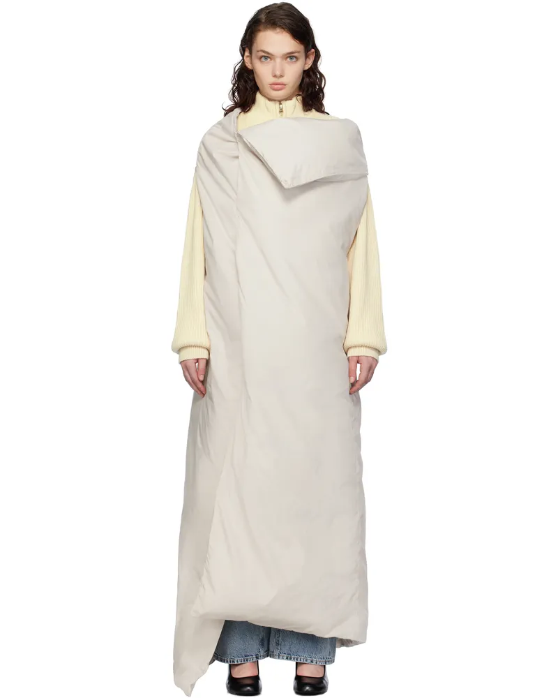 AMOMENTO Off-White Bedding Sleeveless Long Down Coat Ecru