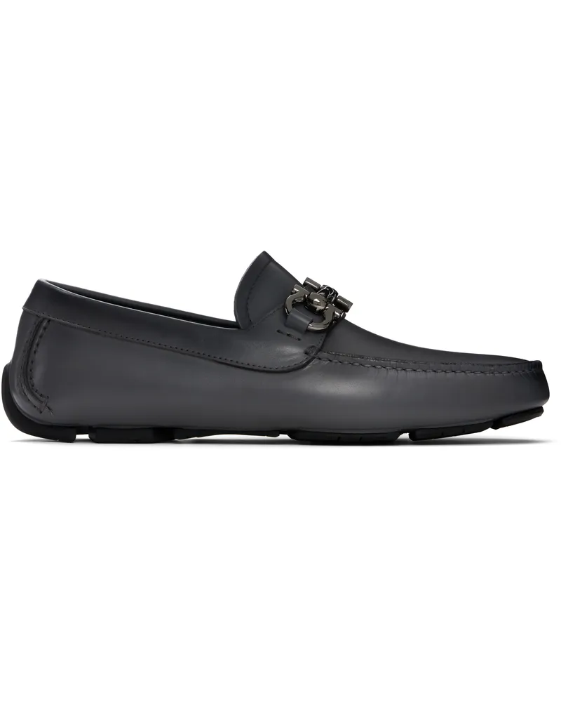 Ferragamo Gray Gancini Ornament Driver Loafers Stromboli