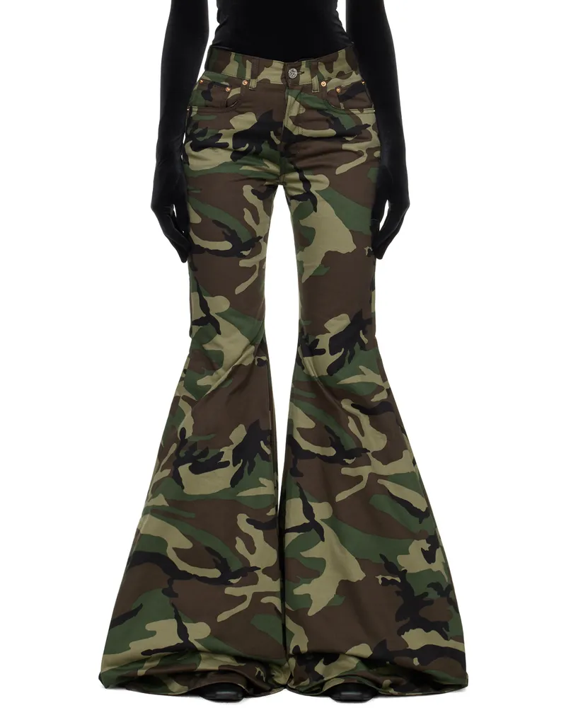 VETEMENTS Green Flared Trousers Camo